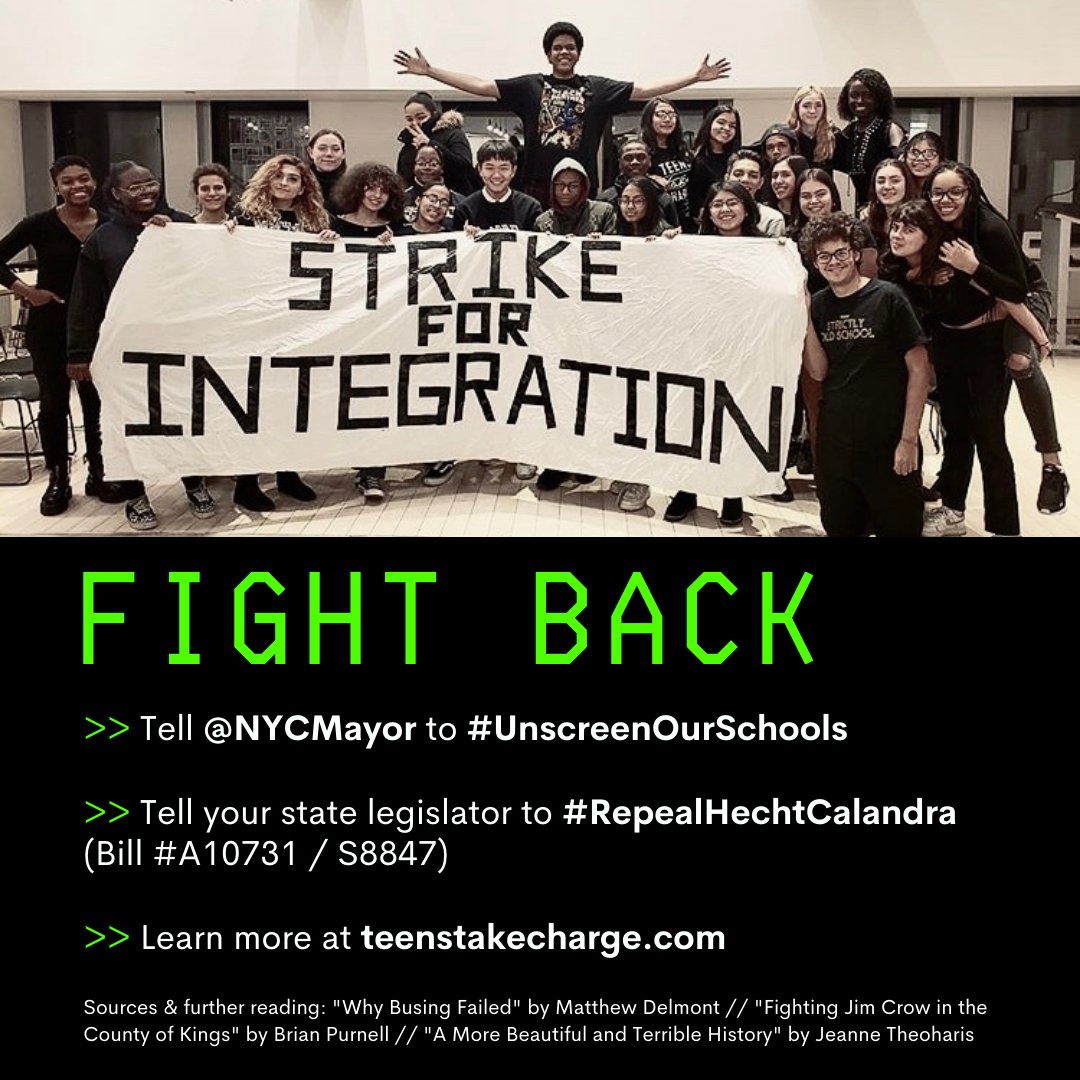While we continue to call out racist rhetoric, we are very clear that  @NYCMayor and  @DOEChancellor are ultimately responsible for the racist policies in our schools.Visit  http://teenstakecharge.com&nbsp; to learn more about our campaigns to  #UnscreenOurSchools and  #RepealHechtCalandra.