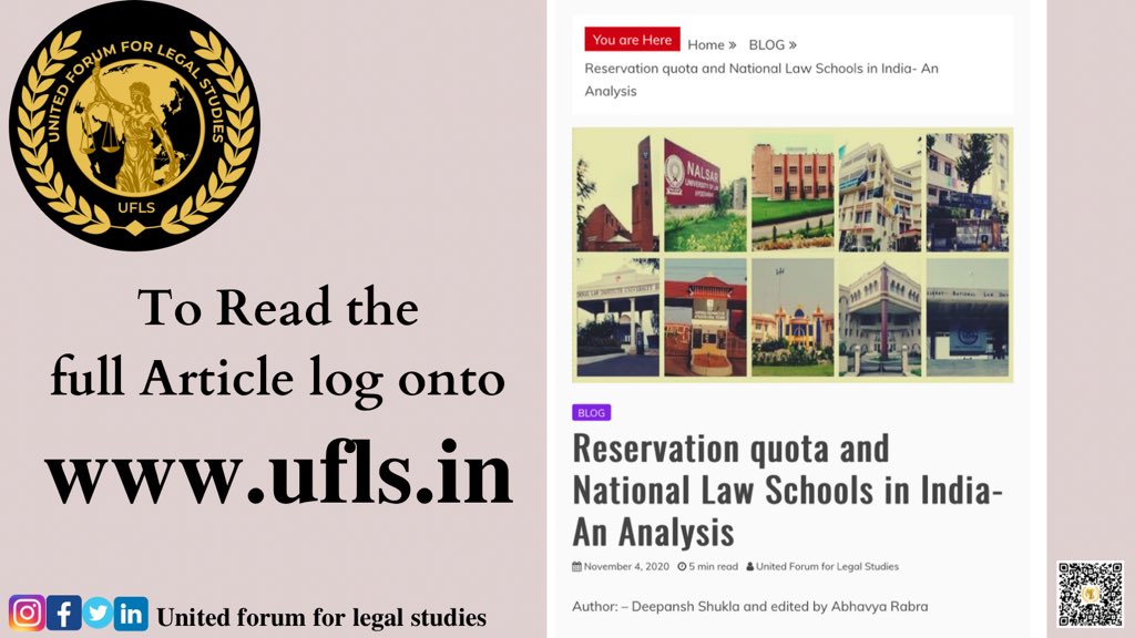 uflsofficial's tweet photo. ⚠️NEW ARTICLE⚠️
Author : @deepanshshukla3
Editor: Abhavya Rabra
#indian #india #trending
#lawindia #ufls #reservation #scst #generalquota #general #unitedforumforlegalstudies #legalforum #law #lawindia #lawstudent #article #blogs #author #supremecourt #highcourt #courts https://t.co/YlQfeYUWOA