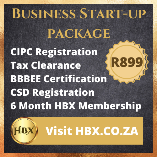 HBX_SouthAfrica's tweet photo. Register your company with us now
Includes everything you need to start an official company  R899.00 once-off cost.
#HBX https://t.co/Pjuienk4hO