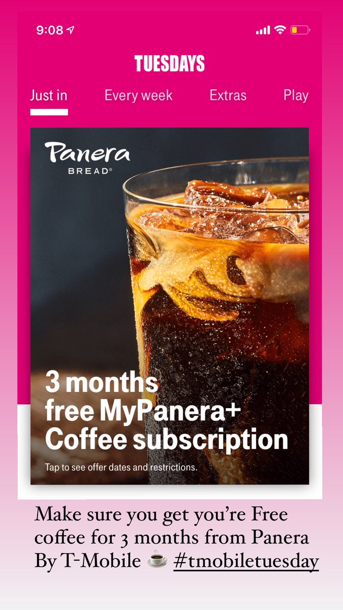mrbrea's tweet photo. Make sure you get your free coffee for 3 months from @panerabread brought to you by @TMobile

Thank you @TMobile for enabling my coffee addiction 😭

#TMobile #panera #coffee #CoffeeAddict #tmobiletuesday https://t.co/X006L78Rvr