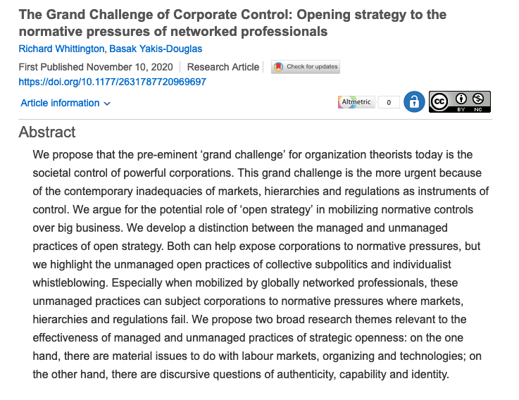 heimstaedt's tweet photo. Does openness create accountability? Among strategy researchers, we disagree on this question. Find out why in our new controversy section in @OrgTheoryJrnl

Team Whittington &amp; Yakis-Douglas: https://t.co/ELX3QB6ps7

Team @heimstaedt &amp; @leonidobusch: https://t.co/9apXWuUkpl https://t.co/d9ZJ9kYB3O