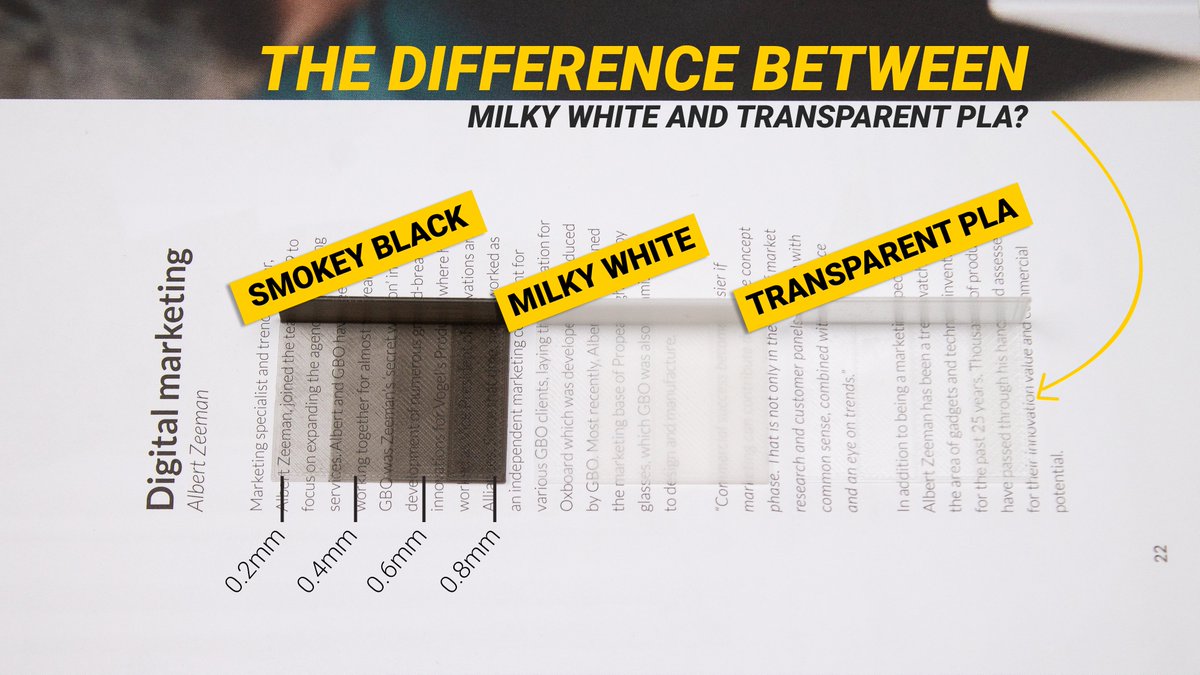 ColorFabb's tweet photo. How do our ultra cool Milky White and the chic &amp; stylish Smokey Black PLA #3Dprinting filaments compare with, say, transparent PLA? Check it out here!

These and other #ColorOnDemand favorites are made to order for you: https://t.co/Ovt2nPvgXD https://t.co/0DvMYoYCLS