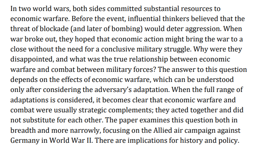 To which I'll add my recent essay on Economic Warfare in Twentieth Century History and Strategy, a  @cage_warwick working paper  https://warwick.ac.uk/fac/soc/economics/research/centres/cage/manage/publications/wp468.2020.pdf 7/7