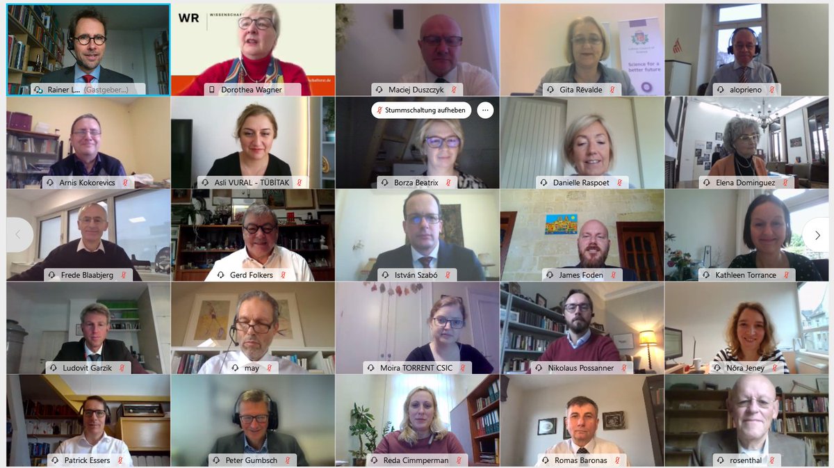 WissRat's tweet photo. We are proud to be hosting an inspiring meeting of members of 16 #STICouncils right now. Thanks to all participants for their valuable inputs – a lot to say on science, technology and innovation policy these days! #EuropeanResearchArea #ERA #BonnDeclaration #COVID19 https://t.co/j7e4jN7SkR