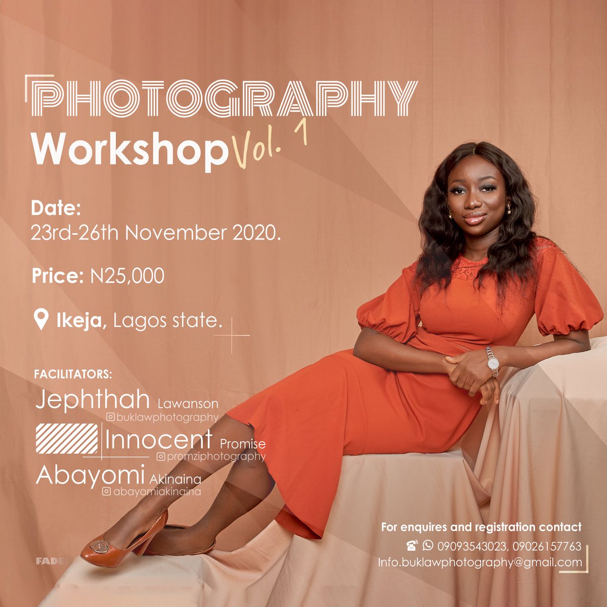 Lawanson_'s tweet photo. Heyy, Photographers! gather round😎...It’s time to Learn, Relearn and Unlearn 
I alongside @Promziphoto and @abayomiakinaina would be teaching at a 4-day Photography Workshop. 

It’s an opportunity to invest in your craft and get better at what you do... https://t.co/NiZNvQvkMu