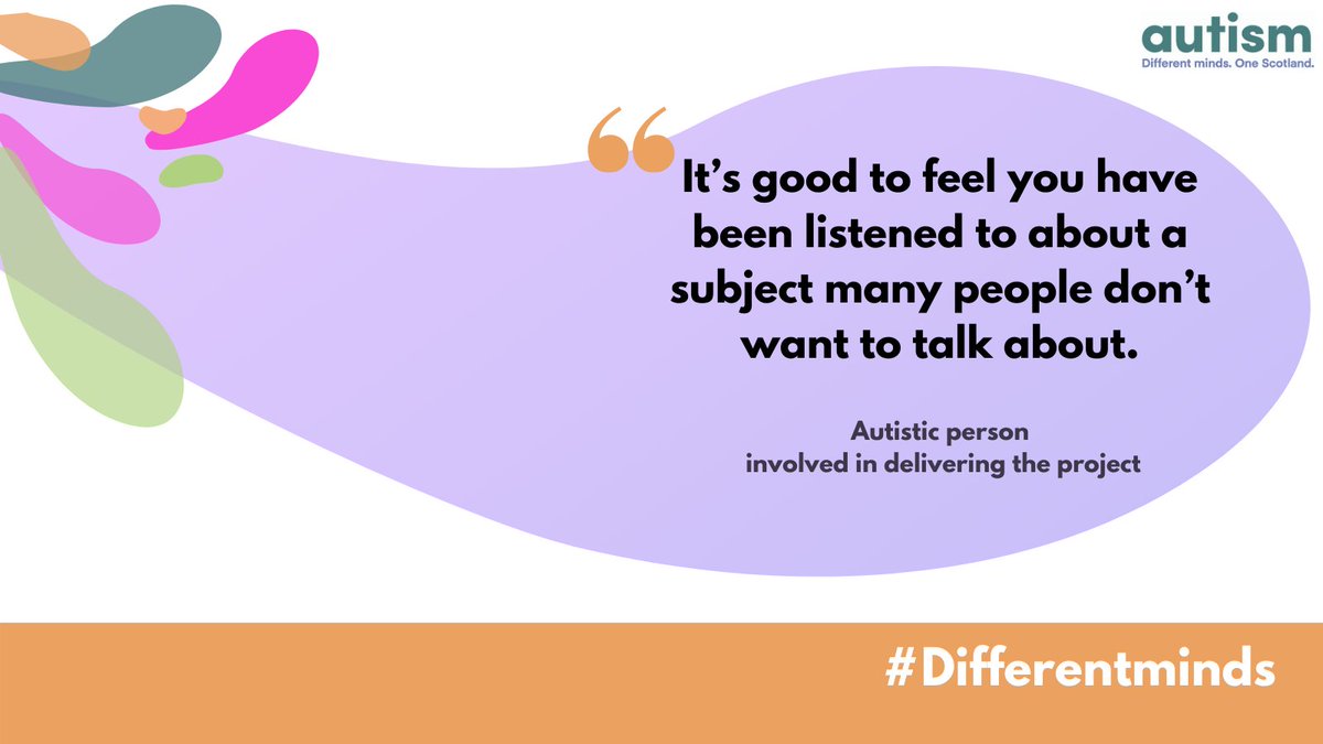 AutismIS_'s tweet image. ✍️ This week we will be sharing a few quotes from the #autistic people involved throughout the #Autism programme's development 🗣️

#AutismUnderstanding  #AutismAwareness #differentminds #onescotland