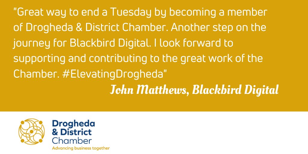 DroghedaChamber's tweet photo. Drogheda Chamber supporting Local Business @BlackbirdDigit2 #ElevatingDrogheda #LouthChat https://t.co/YsWUodO3bI