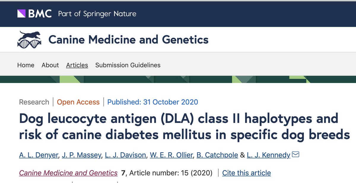 Canine Diabetes Genetics Partnership (@thecdgp) on Twitter photo New research paper! 🧬
CDGP members from <a href="/RoyalVetCollege/">Royal Veterinary College (RVC)</a>, <a href="/UniofOxford/">University of Oxford</a> and <a href="/ManchesterUP/">Manchester University Press</a> have investigated the association of a major immune gene complex with canine diabetes in 12 dog breeds 🐶
Check out the findings: rdcu.be/cajd1
@Dechra <a href="/LIDo_DTP/">LIDo</a> New research paper! 🧬
CDGP members from <a href="/RoyalVetCollege/">Royal Veterinary College (RVC)</a>, <a href="/UniofOxford/">University of Oxford</a> and <a href="/ManchesterUP/">Manchester University Press</a> have investigated the association of a major immune gene complex with canine diabetes in 12 dog breeds 🐶
Check out the findings: rdcu.be/cajd1
@Dechra <a href="/LIDo_DTP/">LIDo</a>