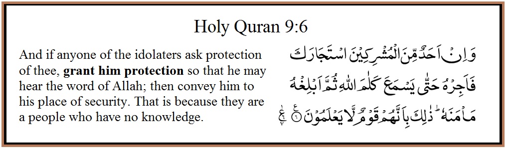 The very next verse 9:6, beautifully outlines what is to be done to the non-believers who ask for protection5/34