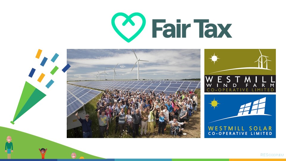"Practice what you preach". Proud to announce that our members <a href="/westmillwind/">windwestmill</a> and <a href="/WestmillSolar/">Westmill Solar Coop</a> become first energy cooperatives to secure fair tax mark in the UK! #concernforcommunity #FAIRtax 

Read more👉🏽 rescoop.eu/news-and-event…

@LuntleyMark 
<a href="/Comm1nrg/">Community Energy England</a>