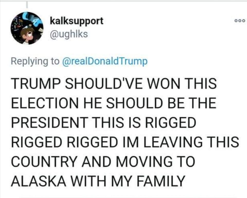 andybullemor's tweet photo. @ughlks @realDonaldTrump So not going to Alaska then? https://t.co/ad6ezSvjZr