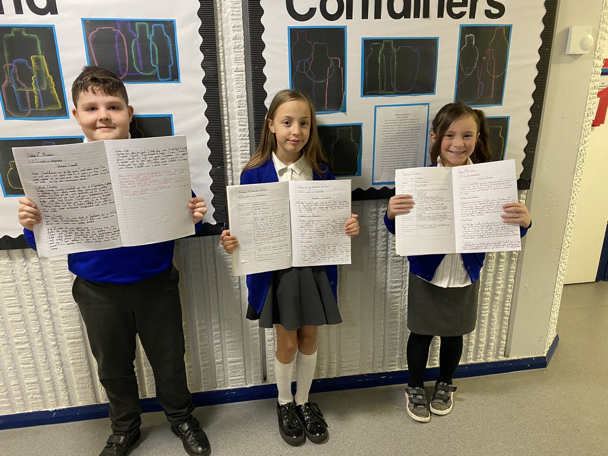 @GretaThunberg class have been working super hard writing biographies of #WinstonChurchill. There are relative clauses at the end of sentences, complex sentences and various punctuation in their work. Well done! ⭐️👏🏼 #NETKPA #NETAcademies #School #Work #GretaThunberg #nolimits