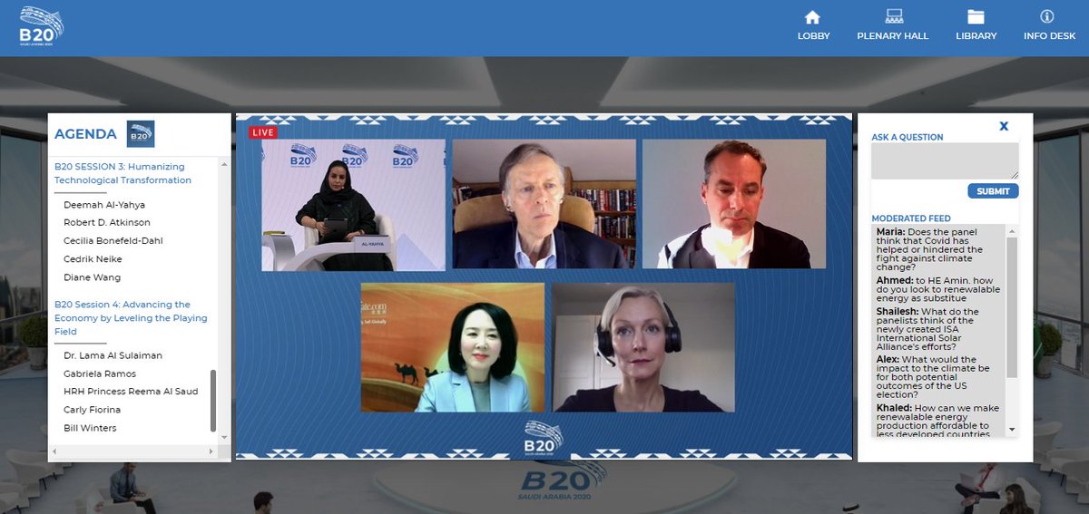 b20's tweet photo. Speakers at the #B20Summit agreed that #digital transformation is not a luxury. Historically, the government has played a leading role in adopting digital technology. And, the private sector is quickly catching up. For #B20Digitalization recommendations: https://t.co/4dPN7PyG6d https://t.co/uGMGT1DO6C