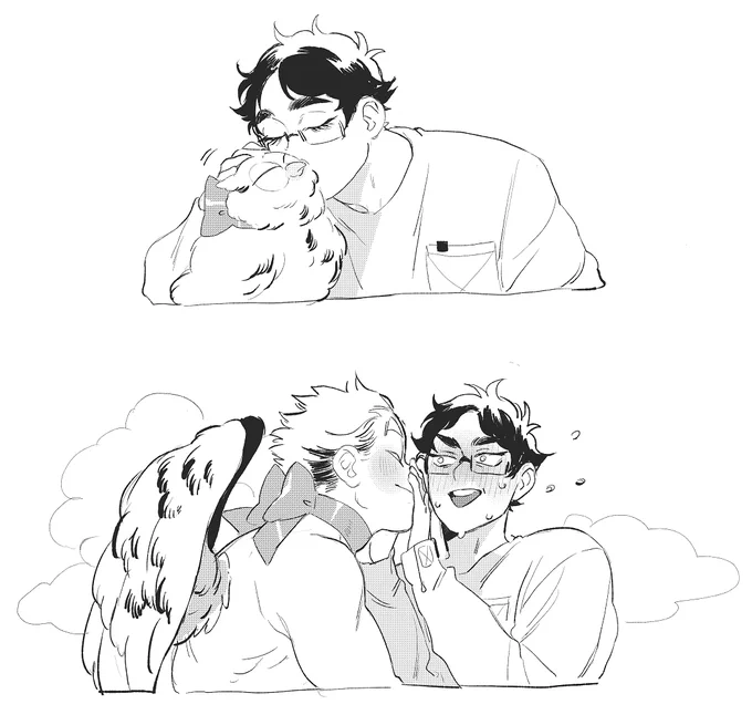 Akaashi pet au: kissing your pet 