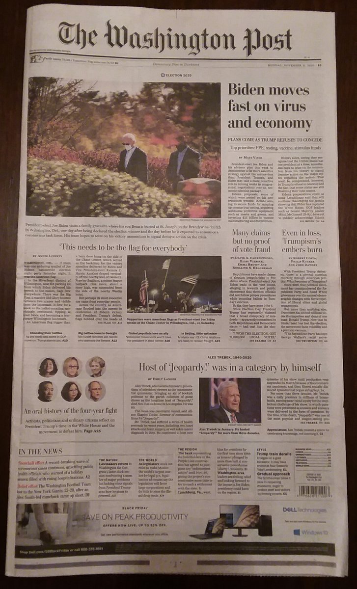  #Distraction2020  The social media platforms are still telling us Biden is the projected winner, and now WashPost confirming he is projecting control. 