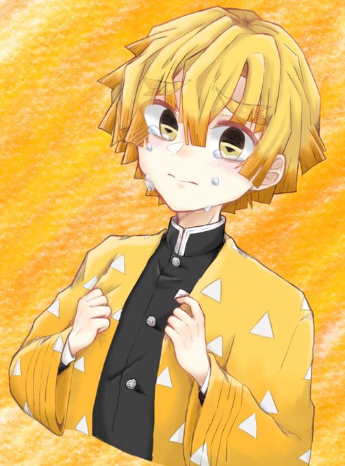 こもり❀さんがTwitterに投稿した我妻善逸(鬼滅の刃)のイラスト。