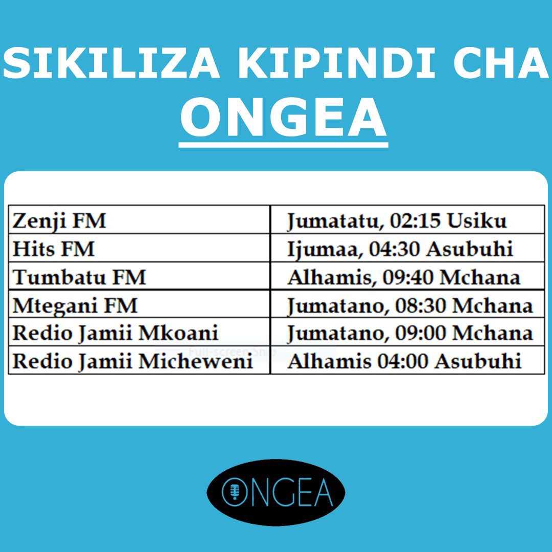 ONGEA_RADIO's tweet photo. Vituo vya redio vinavyorusha kipindi cha ONGEA. Usipitwe!

#ONGEA #PimaVVU #TumiaKinga #TimizaMalengoYako https://t.co/arOCl3K5Dd
