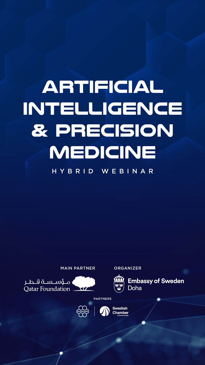 SwedenInQatar's tweet photo. Renowned experts from the public sector, academia & the corporate sector in AI from 🇶🇦 & 🇸🇪 shared their know-how, current research focus, and future applications of AI at our interactive hybrid webinar, with QFRDI as main partner. @QF #swedeninaqatar #AI #MOPH #QRDI #Swemfa https://t.co/d0DXcnbXiE