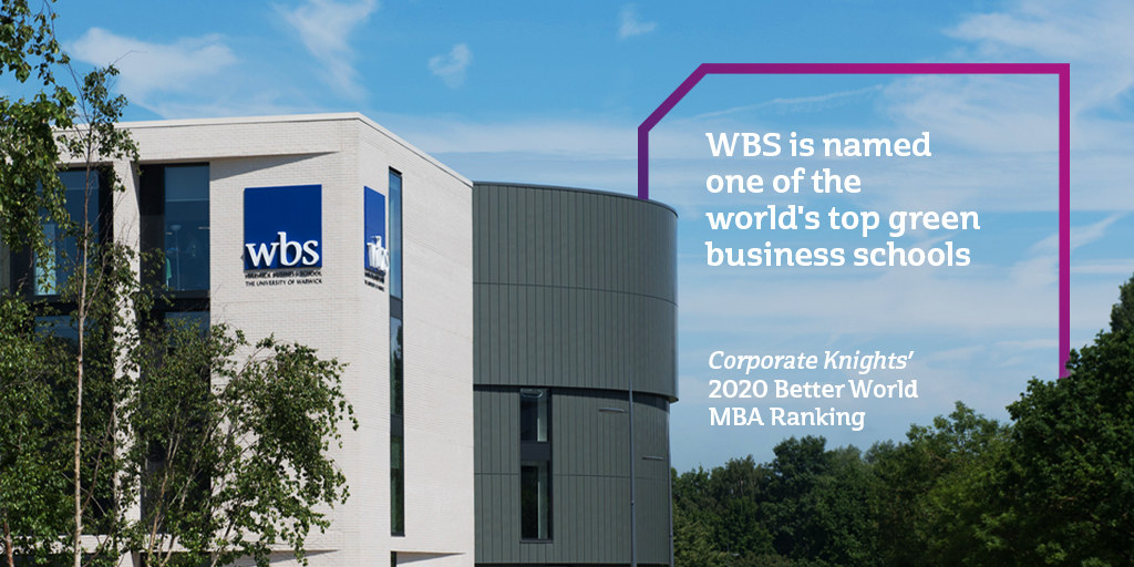 WarwickBSchool's tweet photo. We're delighted to announce that @corporateknight has ranked WBS the top school in Europe and second in the world for teaching and researching sustainability. Find out more 👉 https://t.co/TQBjnY7avv #mbaranking #sustainability https://t.co/a4qliP0ipC