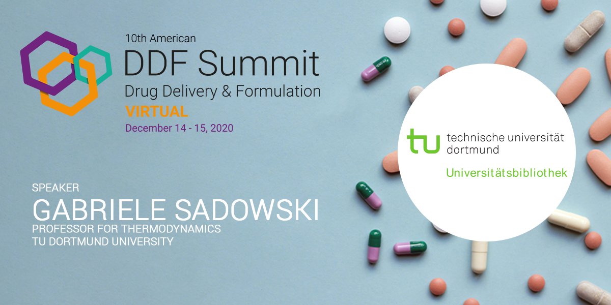 Want to learn more about thermodynamic modelling? Listen to Gabriele Sadowski as he shares his expertise on reliable #excipient selection, amorphous solid #dispersion, and more. 
VIEW THE AGENDA ow.ly/J6Kc30rfZZj
#pharma #drugdelivery #drugformulation #smallmolecules