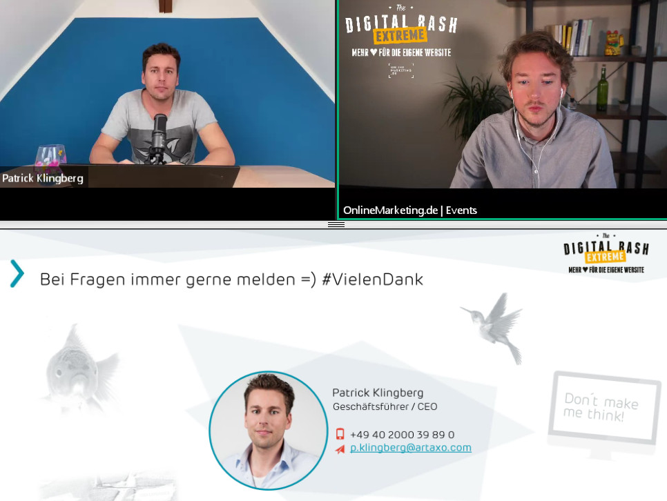 digital_bash's tweet photo. „The Digital Bash – EXTREME: Mehr ♥️ für die eigene Website!“ mit Patrick Klingberg (@pktweets) ist vorbei.
Wir bedanken uns bei allen Teilnehmenden und natürlich bei unserem heutigen Star Speaker Patrick: ♥️.
#digitalbash20 #SEO #onlinemarketing #website #ranking #tipps https://t.co/rd63fiReuQ