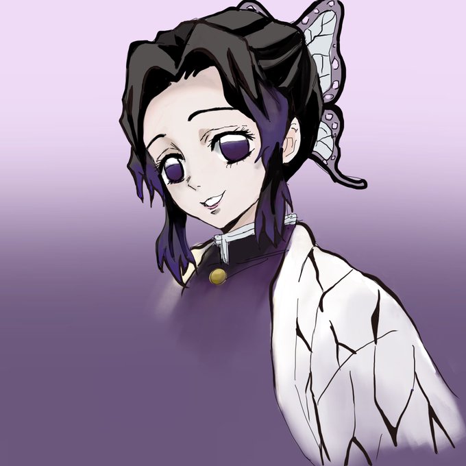 Ange/あんじゅさんがTwitterに投稿した胡蝶しのぶ(鬼滅の刃)のイラスト。