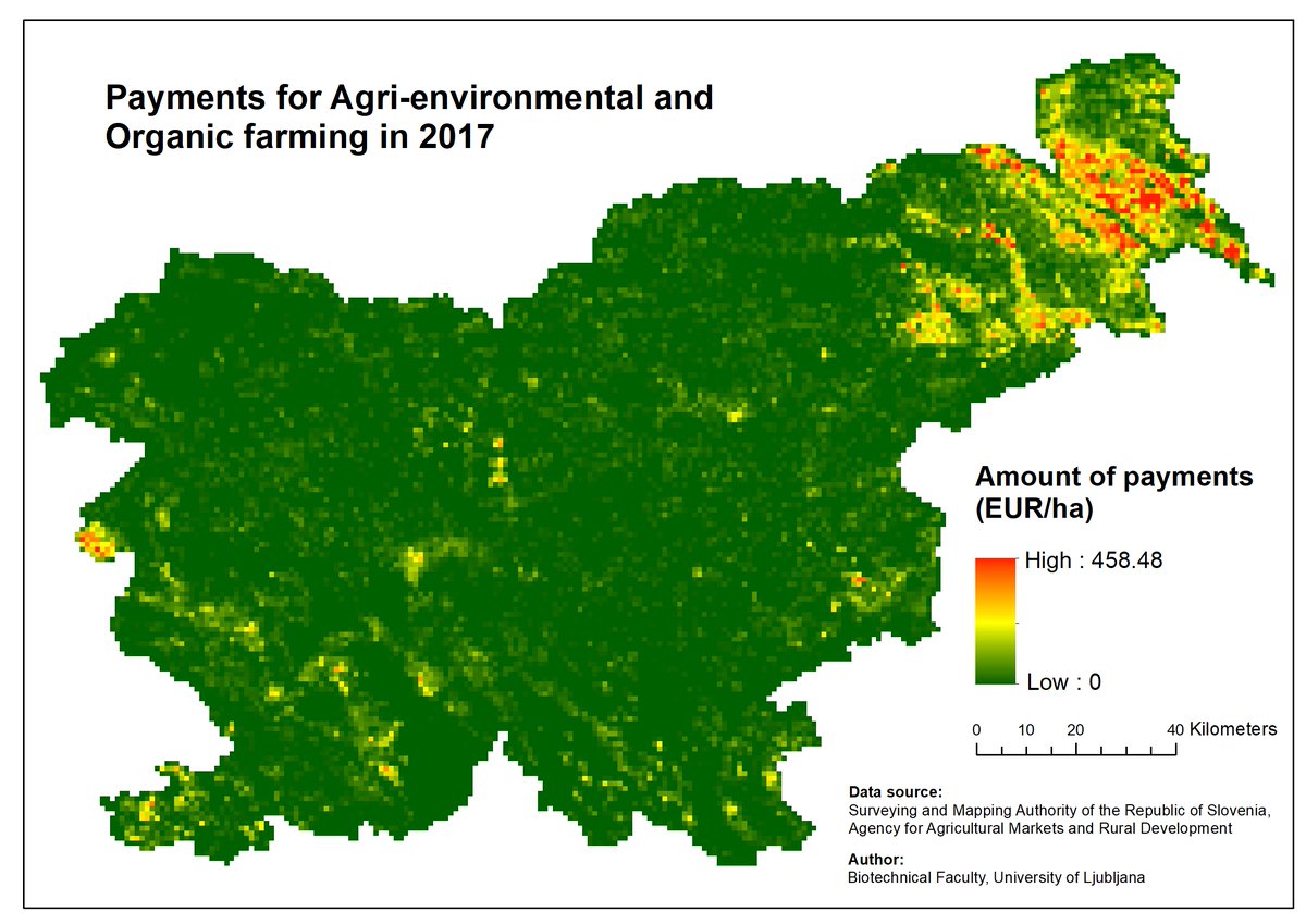 In the additional spatial analysis, we show that the distribution of both the  #CAP payments, include those for AES and organic farming is heavily skewed towards certain areas and agricultural sectors with more intensive agriculture...