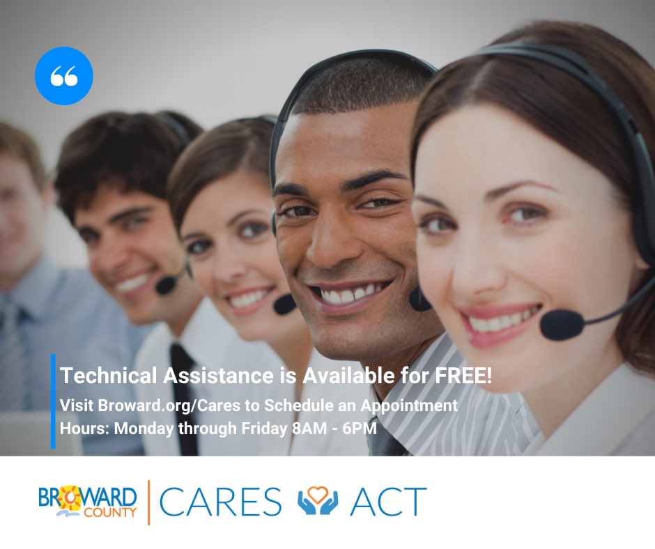 Do you need assistance with completing your Broward County Cares Act Grant application or have questions? FREE technical assistance is available. Visit https://t.co/KkOgBMRu9U and select technical assistance or call 954-831-2380. https://t.co/EhWYZljwJl