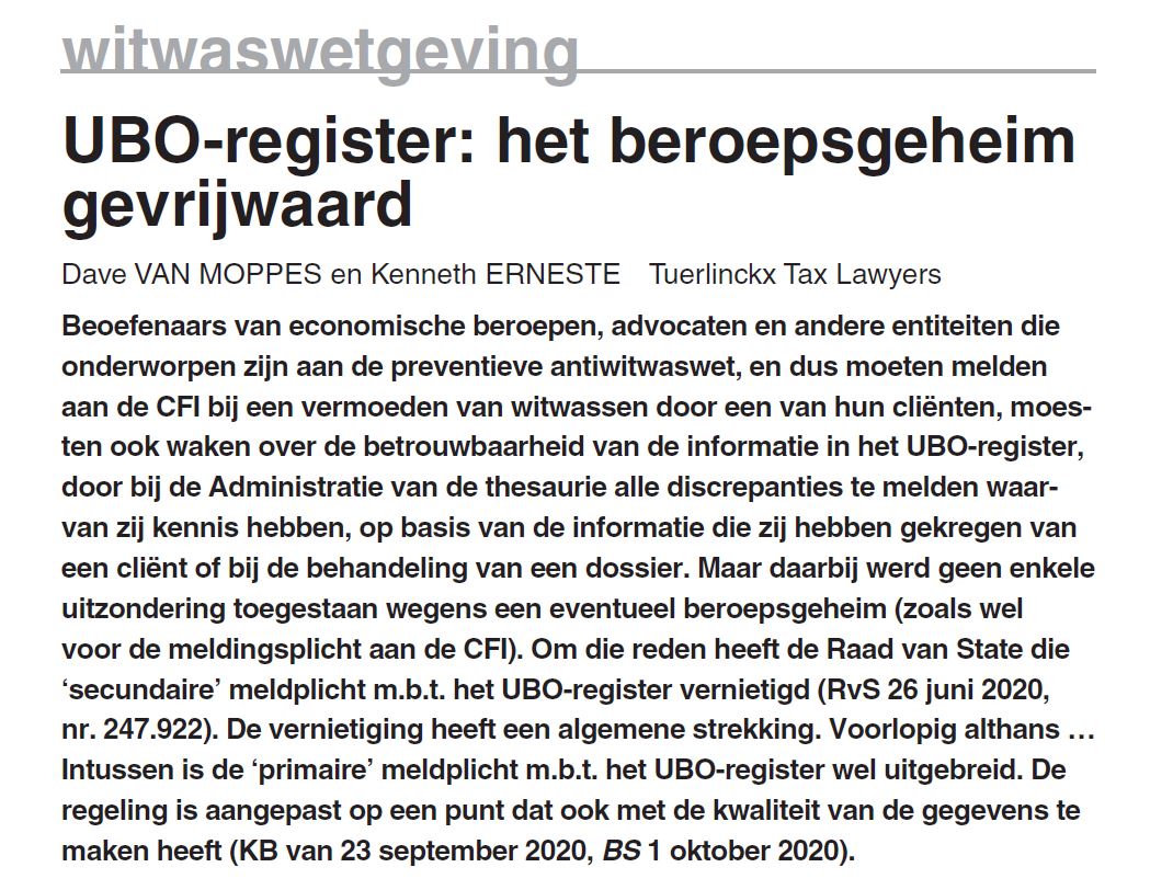 FiscAct's tweet photo. Er beweegt weer veel rond het UBO-register: Raad van State, reparatiewet op komst, uitbreiding meldplicht... Lees de stand van zaken door Dave Van Moppes en Kenneth Erneste in FA nr. 37. https://t.co/abn7LiWSzY