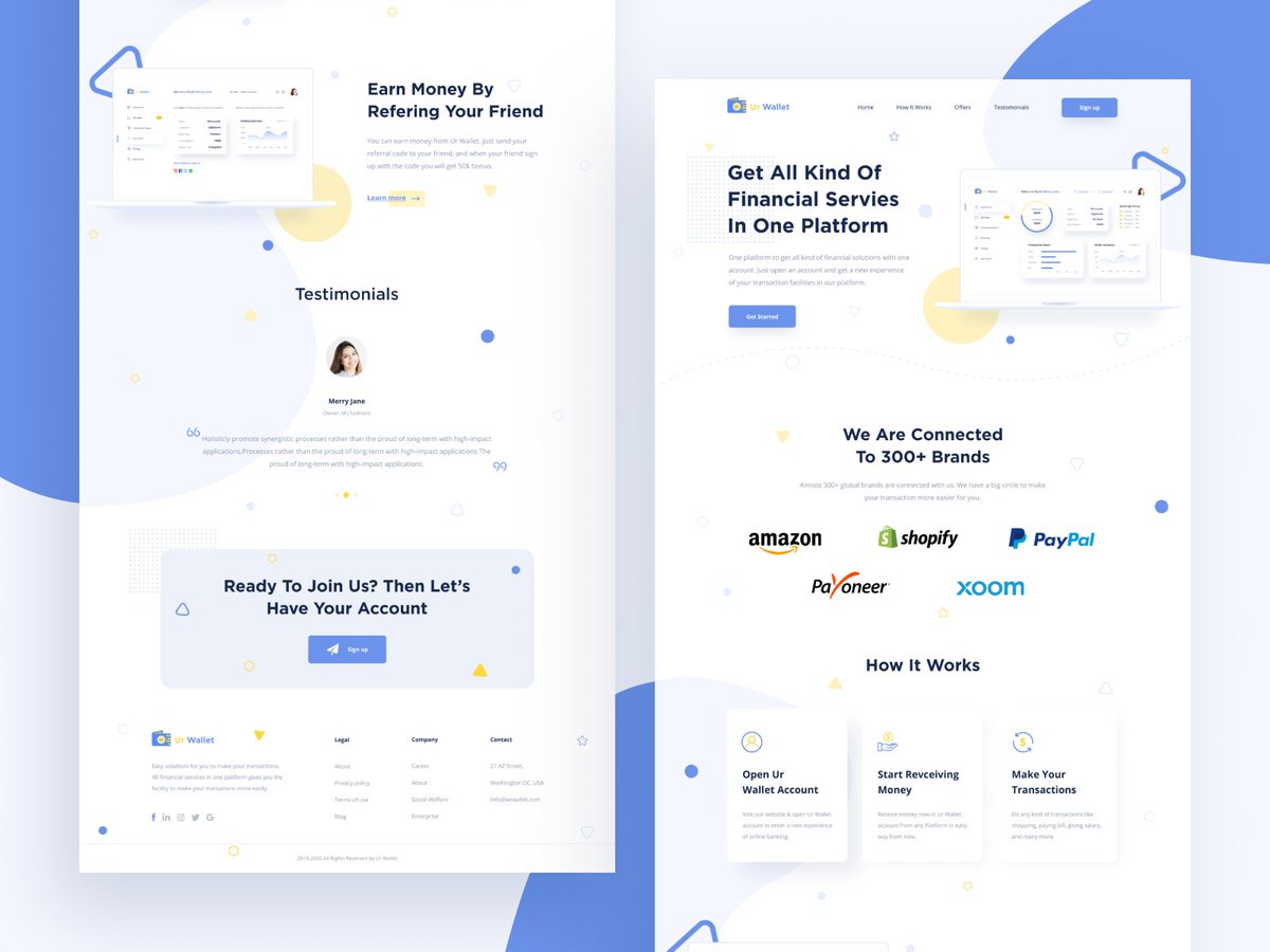 UI_UXTanim's tweet photo. Ur Wallet Landing Page. I can design any kind of Website for you. Order me at Fiverr: https://t.co/VgURBA7I09
#landingpage #landing_page #webdesign #Website #agency #websitedesign #minimalwebdesign #ui #ux #Jets #Canada #UnitedStates #UK #Germany #Ireland #Sweden #flacco https://t.co/jCgzzmGqoH