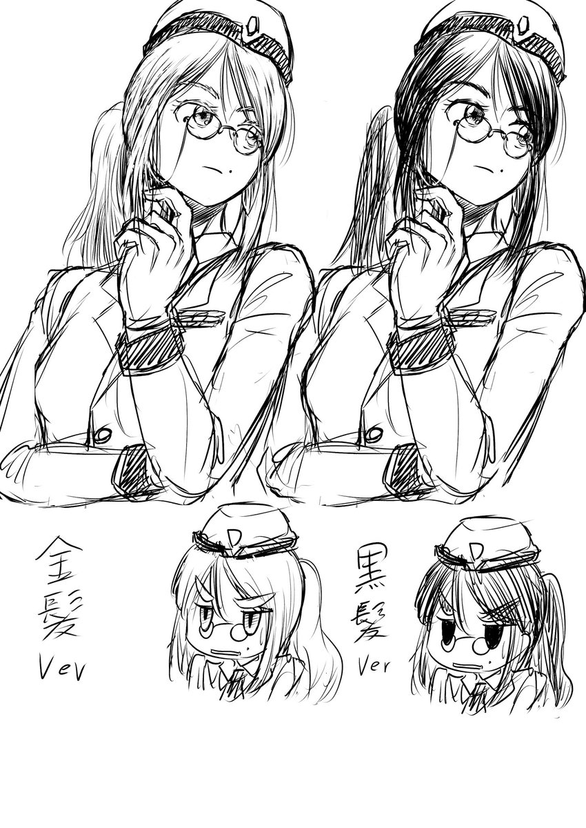 金髪varと黒髪verでキャラデザしてました。 とりあえず太眉は外したくないキャラ属性である… もうちょっと子供っぽい体格にしたくもあるけど、すでに低身長スレンダーとしてミドリちゃん居るからポジション被るってのがある