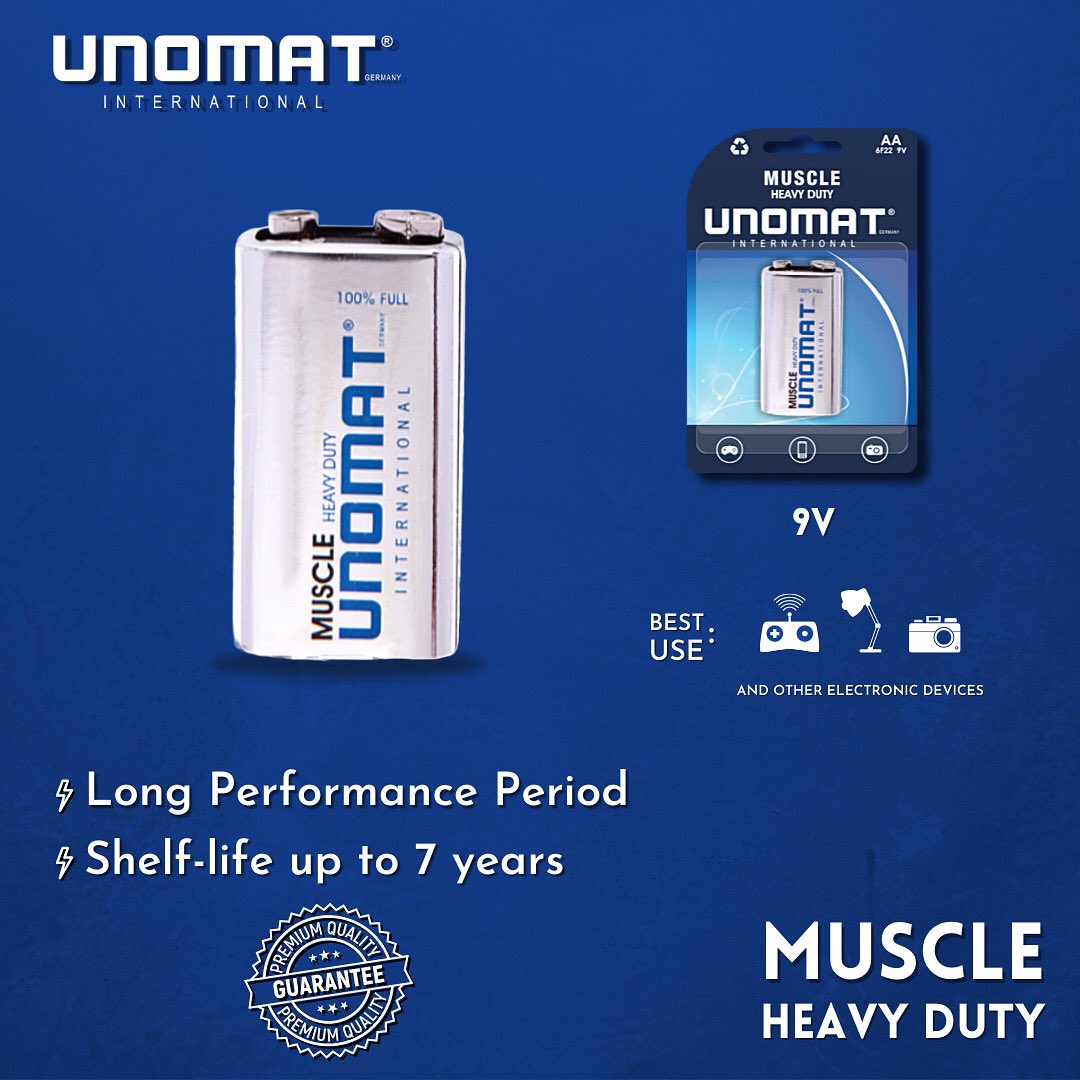 Unomat_'s tweet photo. Muscle Heavy Duty batteries are designed and built day-to-day domestic performance! Longer performance period and 7-years shelf life Guaranteed! 🔋 💪🏼 
Visit our website to know more! 
.
.
.
.
.
#Batteries #battery #appliances #devices #instadaily #unomat #unomatinternational https://t.co/Lwea5sppzj