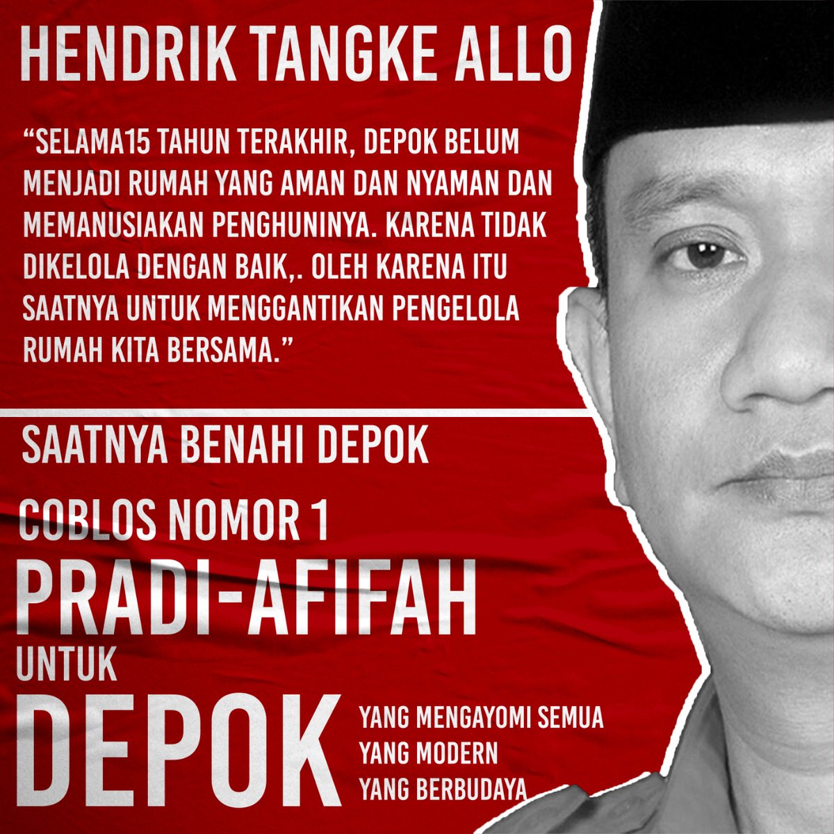 Tifaaaja's tweet photo. Saatnya benahi depok #pradiafifah #depokbangkit #coblosno1 https://t.co/a74JrEnNqs