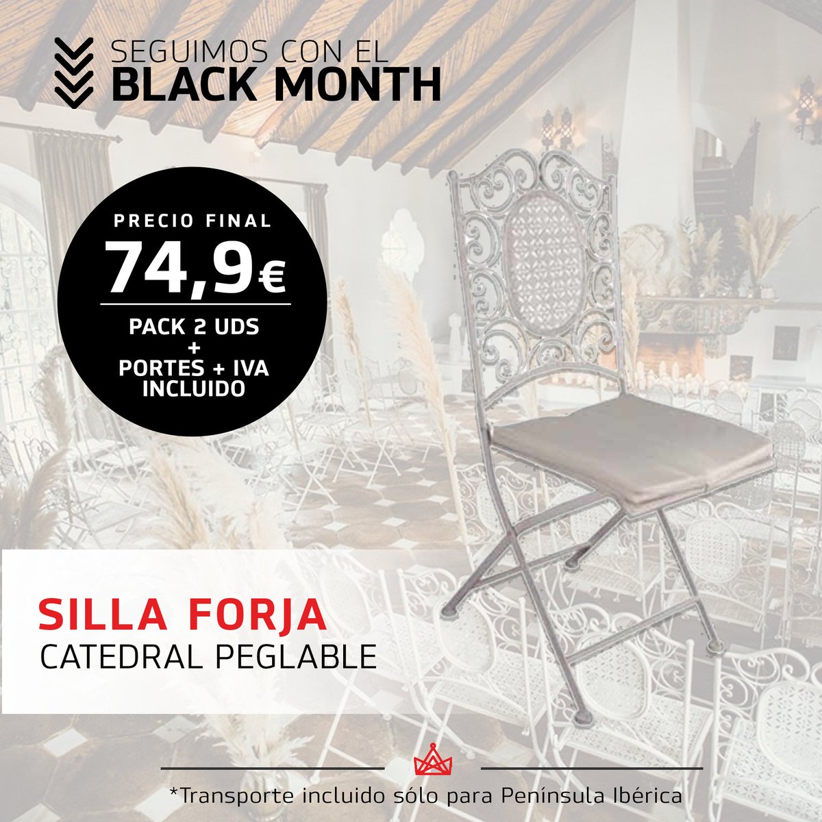 TiendasVms's tweet photo. ⚫ Llevándote un pack de 2 sillas durante el Black Month, tienes un descuentazo. ¡Aprovecha y hazte con ellas! ⚫

#TiendasVMS #Sillasforja #sillasparaeventos #sillasblancas #deco #eventos #sillasclasicas #sillaselegantes #inspiracion https://t.co/wJkH5EBUjA