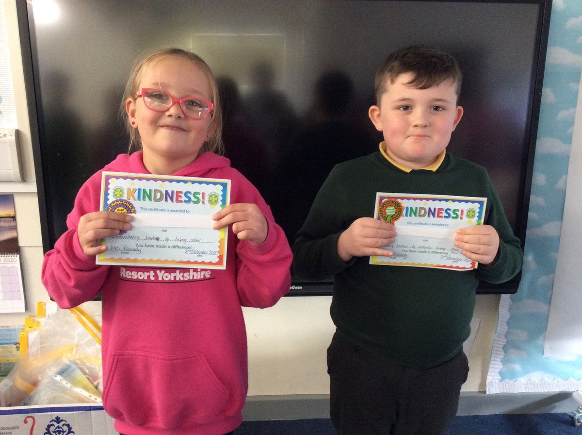 MrsWilliamsKPS's tweet photo. Last week we celebrated Kindness! Well done to both pupils for demonstrating a kind attitude in school! @KnightsridgePr1 https://t.co/XLU05pY7ux