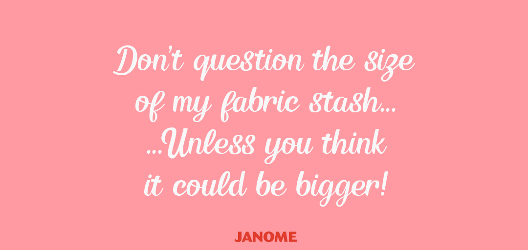 JanomeUK's tweet photo. Positive fabric stash vibes only please! π
#Janome #sewfunny #sewrelatable #sewinghumour #isew #sewcialist #lifeofastitcher #sewistsofinstagram https://t.co/GWf8R1T9H0