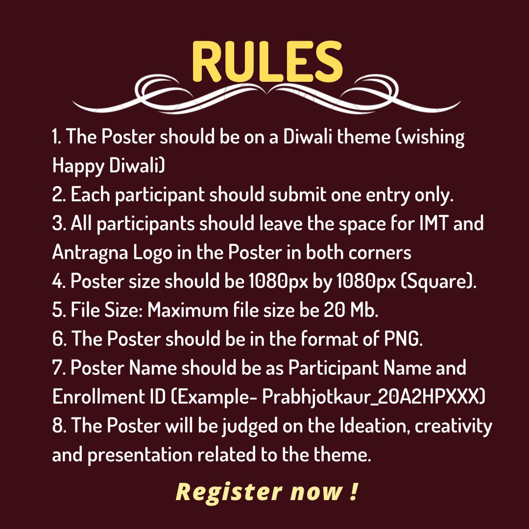 antragna's tweet photo. Diwali in it's own is a festival of pure happiness and light! How does one leave a memory on one such festival? Art!
We bring you our very own poster design competition, Pratibimb. Leave your art for all to cherish. @imthyd  @SironaHygiene https://t.co/bKNaTmsFVd