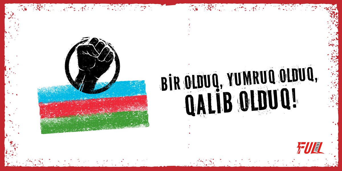 fullenergydrink's tweet photo. Qələbəyə inandıq, birliyimizə inandıq, bizə inandıq. Zəfər bizimdir. ✊ 🔥
Yaşasın #Azərbaycan, #Qarabağ - Azərbaycandır! 🇦🇿

#qələbəbizimdir https://t.co/BvqqFhG9bn