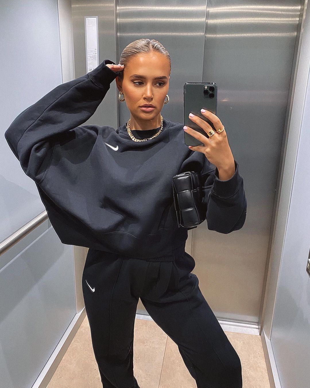 The Sole Womens on X: Bag 25% OFF this Nike Tracksuit using code: MEMBER25  ✨ Black sweatshirt >  Black joggers >   📷mollymaehague  / X