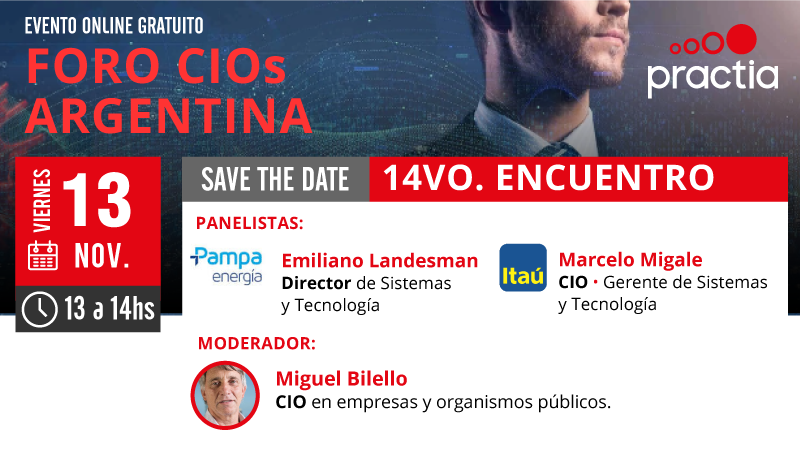 PractiaGlobal's tweet photo. ¡Y llegamos a la edición número 14º del #ForoCIOs! Un espacio de reflexión por la cual han pasado ejecutivos de diferentes industrias, compartiendo su visión sobre el cambio y cómo se han adaptado a esta #NuevaNormlidad
Inscripción: https://t.co/2cOuNqrM3G
#CIOs #Practia #Online https://t.co/jUBQmaq12L