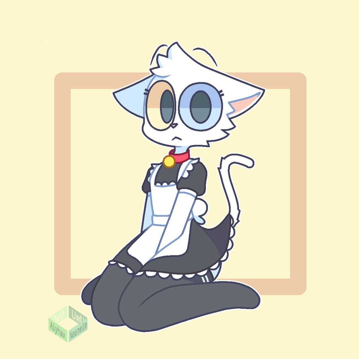 AiyhavNouneim's tweet photo. i drew my minecraft cat in a maid outfit https://t.co/rywm5AF8uW