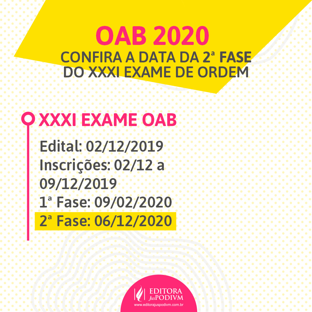 editjuspodivm's tweet photo. ⚖️ #VemOAB - Acabou a espera. A Coordenação Nacional do Exame de Ordem... https://t.co/LeNEYCThah https://t.co/Bv7IAhCyau