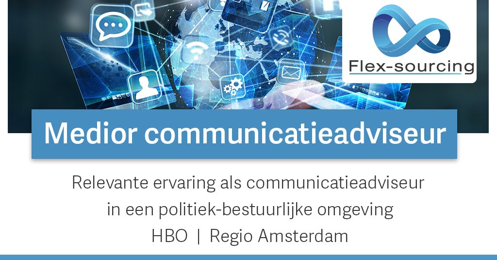 FlexSourcing's tweet photo. Wij zoeken een medior communicatieadviseur, als sparringpartner van programmamanagers en projectleiders. Je geeft communicatieadvies, en staat de media te woord. De focus ligt op duurzaamheid, leefbaarheid en bereikbaarheid. https://t.co/peYSJ7pbdE #vacature #communicatieadviseur https://t.co/kFdyMnV31j