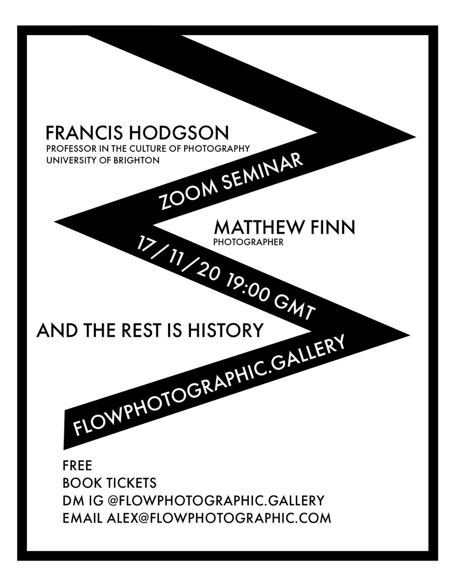 I’m having a public-conversation with ⁦<a href="/InfoMfinn/">Matthew Finn</a>⁩ next week (17:11:20), courtesy ⁦<a href="/flowphotog/">Flow Photographic</a>⁩.  It has to be done remotely but I’m looking forward to it.  Really interesting artist and we’ve never spoken yet. Book in if you’d like to ‘attend’.