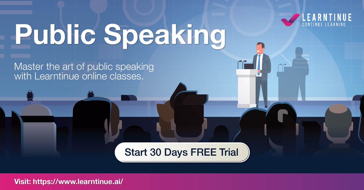 learntinue's tweet photo. Master the art of Public Speaking &amp; learn the various techniques of speaking with confidence with Learntinue online classes. Start your free trial today: https://t.co/FXOzcVdNlw
#PublicSpeaking #Onlinelearning #elearning #confidence https://t.co/IpGxoRkXB8