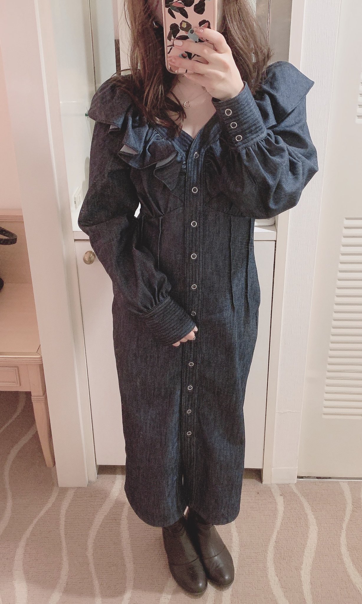 Her lip to Denim Effect Ruffled Dress | vrealitybolivia.com