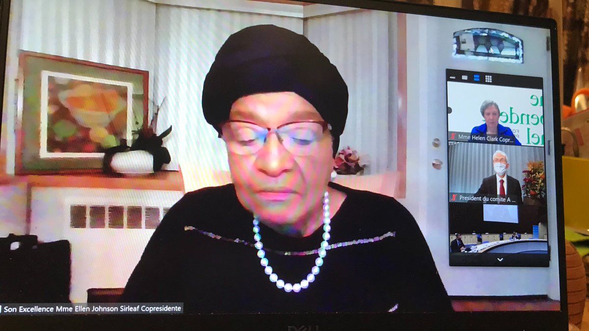 Former Liberia President Ellen Johnson Sirleaf addressing #WHA73 on 10 November 2020.