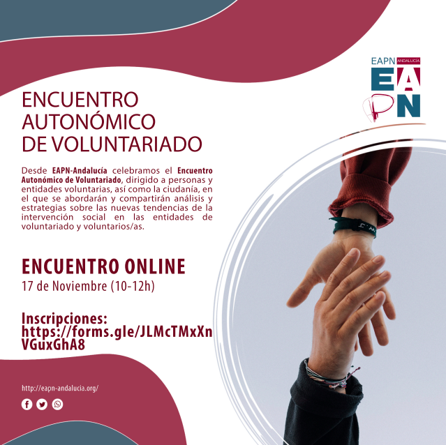 SevillaAcoge's tweet photo. Nuestros compañer_s de @EAPNandalucia organizan el  17 de noviembre el próximo #Encuentro Autonómico de #Voluntariado #Online por la #InclusiónSocial y la #ErradicaciónPobreza en nuestra #Comunidad 

Más info aquí: https://t.co/o0SBuymjc5 https://t.co/QvkM4Un694