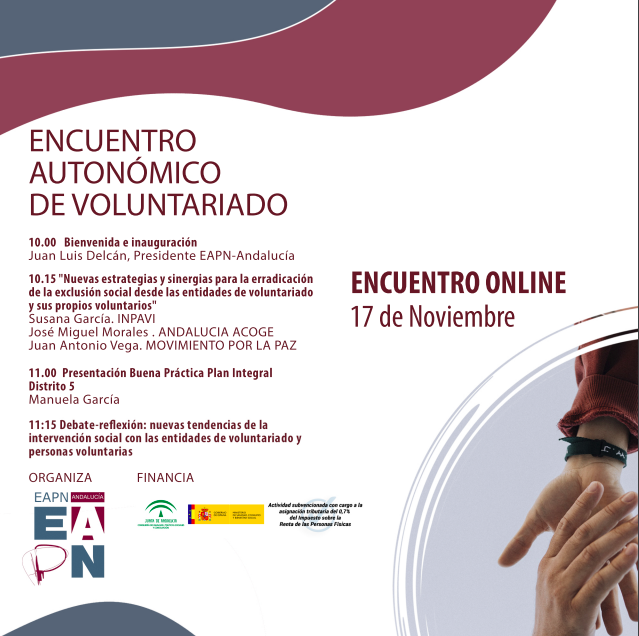 SevillaAcoge's tweet photo. Nuestros compañer_s de @EAPNandalucia organizan el  17 de noviembre el próximo #Encuentro Autonómico de #Voluntariado #Online por la #InclusiónSocial y la #ErradicaciónPobreza en nuestra #Comunidad 

Más info aquí: https://t.co/o0SBuymjc5 https://t.co/QvkM4Un694