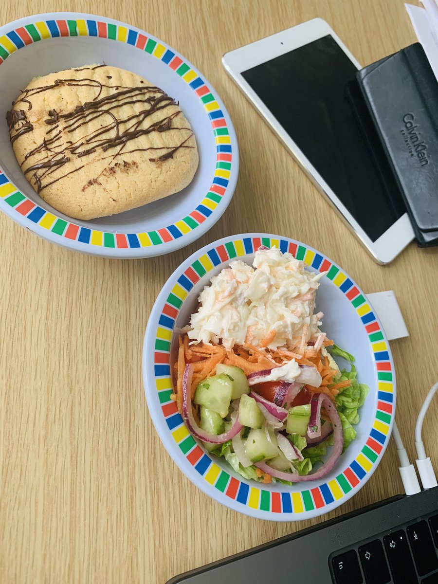 ChristallaJ's tweet photo. I thought I’d have a light salad today. But then #chefAlex came along with a giant 🍪 cookie 🍪... well! It would be rude not to! #SPAHschoolmealsrock @ChefsinSchools #HTwellbeing #bestjobintheworld 🌻 https://t.co/EvaTHYatOj